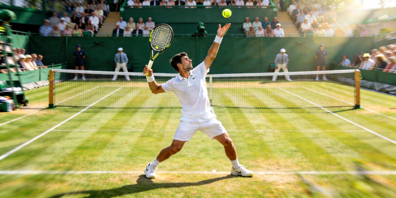 温布尔登网球锦标赛男子单打决赛 - 网球选手发球动作